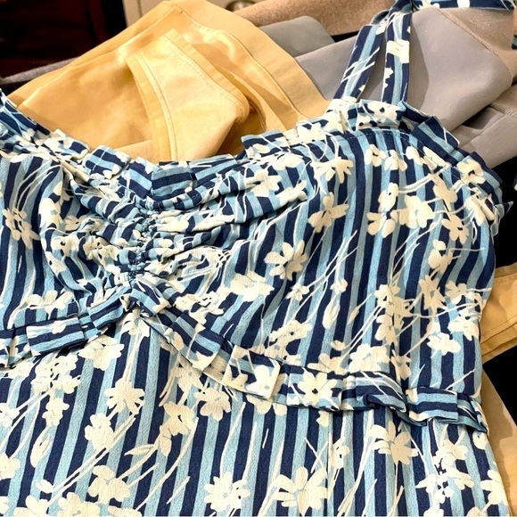 Free People Sun Dress Blue Stripes Size 12 - Picture 6 of 12